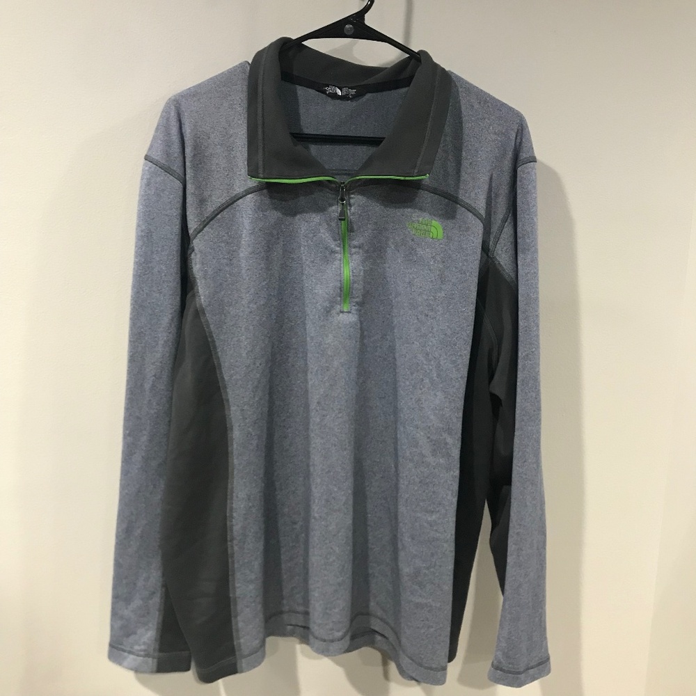 The North Face Mens Sweater Pullover 1/4 Zip - XXL - Heather Gray Green